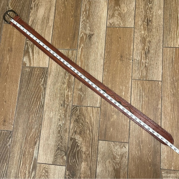 Fossil Brown Leather Studded Wide Chunky Belt - Picture 6 of 7